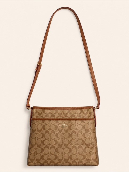 Coach Handbags - Coach Signature Canvas Crossbody Bag Tan Brown Leather 11.5”